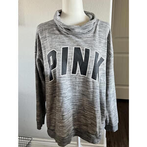 Victoria's Secret PINK brand Gray Sweatshirt Women’s Large cowl neck black logo